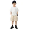 Sundaykids Boys Casual Letter Print Shorts Elastic Waist Breathable Soft Daily School Wear for Kids