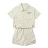 Beige副图三 Sundaykids Boys Sunscreen Terno Set Quick Dry Short Sleeve Shirt+Cargo Shorts Vacation Outdoor Clothes for 3-8Y