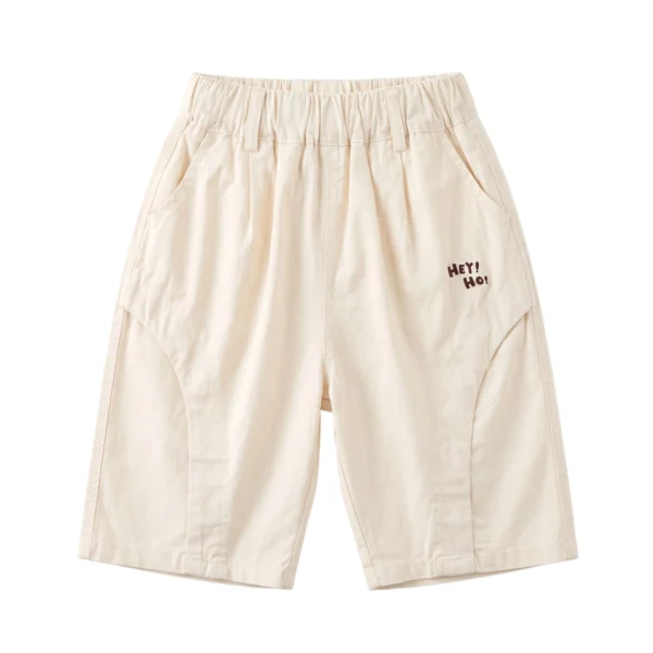Sundaykids Boys Casual Letter Print Shorts Elastic Waist Breathable Soft Daily School Wear for Kids