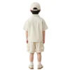 Beige副图二 Sundaykids Boys Sunscreen Terno Set Quick Dry Short Sleeve Shirt+Cargo Shorts Vacation Outdoor Clothes for 3-8Y