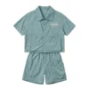 Cyan Blue副图三 Sundaykids Boys Sunscreen Terno Set Quick Dry Short Sleeve Shirt+Cargo Shorts Vacation Outdoor Clothes for 3-8Y
