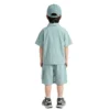 Cyan Blue副图二 Sundaykids Boys Sunscreen Terno Set Quick Dry Short Sleeve Shirt+Cargo Shorts Vacation Outdoor Clothes for 3-8Y