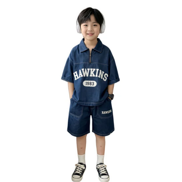 Sundaykids Toddler Boys' Denim Outfit - Short - Sleeve Top & Shorts for 1 - 6 Years