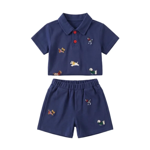 Sundaykids Boys' Summer Polo Set: T-shirt and Shorts, Cute Two-Piece Set