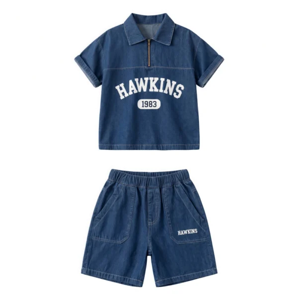 Sundaykids Toddler Boys' Denim Outfit - Short - Sleeve Top & Shorts for 1 - 6 Years