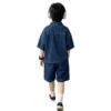 Sundaykids Toddler Boys' Denim Outfit - Short - Sleeve Top & Shorts for 1 - 6 Years