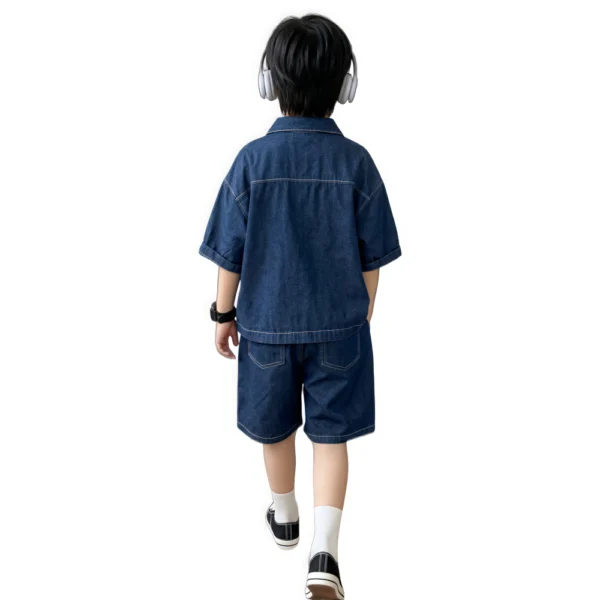 Sundaykids Toddler Boys' Denim Outfit - Short - Sleeve Top & Shorts for 1 - 6 Years