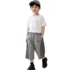 Sundaykids Boys Quick Dry 3/4 Shorts Side Stripe Breathable Loose Fit Elastic Waist Casual Sports Pants