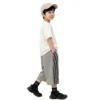 Sundaykids Boys Quick Dry 3/4 Shorts Side Stripe Breathable Loose Fit Elastic Waist Casual Sports Pants