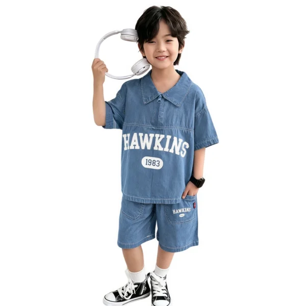 Sundaykids Toddler Boys' Denim Outfit - Short - Sleeve Top & Shorts for 1 - 6 Years