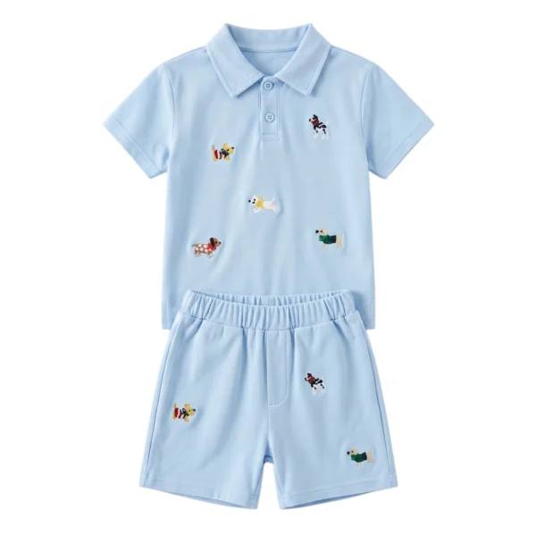 Sundaykids Boys' Summer Polo Set: T-shirt and Shorts, Cute Two-Piece Set