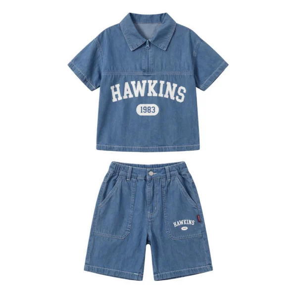 Sundaykids Toddler Boys' Denim Outfit - Short - Sleeve Top & Shorts for 1 - 6 Years