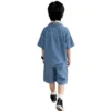 Sundaykids Toddler Boys' Denim Outfit - Short - Sleeve Top & Shorts for 1 - 6 Years