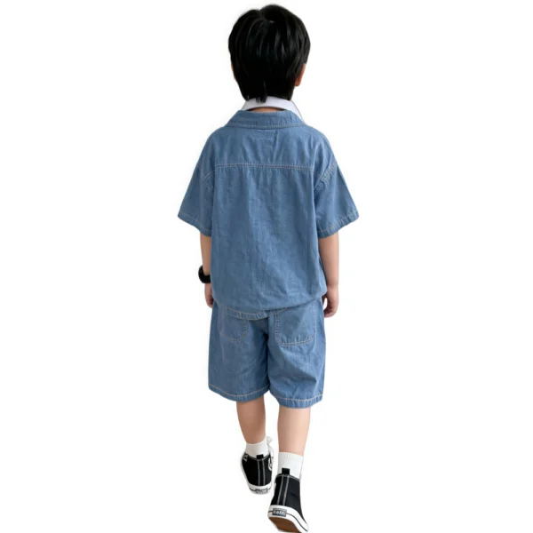 Sundaykids Toddler Boys' Denim Outfit - Short - Sleeve Top & Shorts for 1 - 6 Years