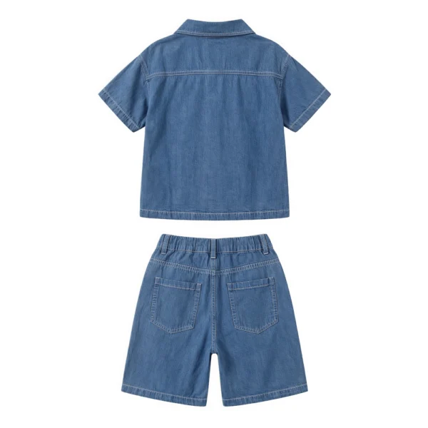 Sundaykids Toddler Boys' Denim Outfit - Short - Sleeve Top & Shorts for 1 - 6 Years