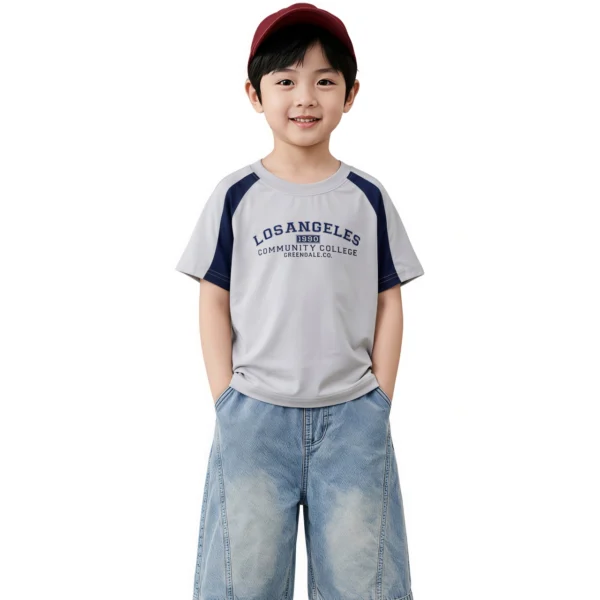 Sundaykids Boys Raglan Sleeve T-shirt Breathable Short Sleeve Top for 1-6Y