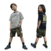 SundayKids casual camouflage cargo shorts, retro print fashion shorts, durable pure cotton washable capri pants.