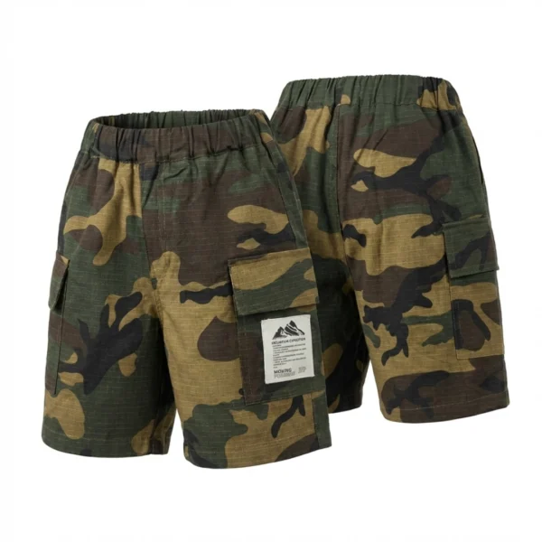 SundayKids casual camouflage cargo shorts, retro print fashion shorts, durable pure cotton washable capri pants.