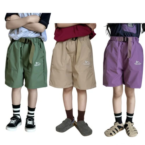 OKP018 SundayKids casual quick-drying beach shorts, waterproof and breathable macaron-colored shorts, durable, washable, and retain their shape in solid colors.