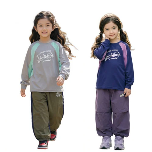 OKT001-1 SundayKids casual quick-drying mesh breathable long-sleeved top, waterproof and sweat-wicking color-blocked long sleeves, suitable for siblings to wear, family outdoor gatherings.