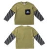 SundayKids casual striped color-blocked long-sleeved top, waterproof and sweat-wicking, perfect for siblings or family outdoor gatherings.