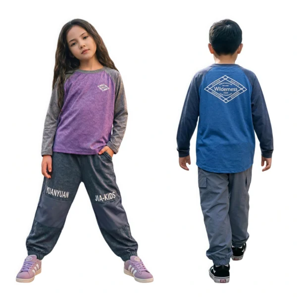 SundayKids casual quick-drying mesh breathable long-sleeved top, waterproof and sweat-wicking color-blocked long sleeves, suitable for siblings to wear, family outdoor gatherings.
