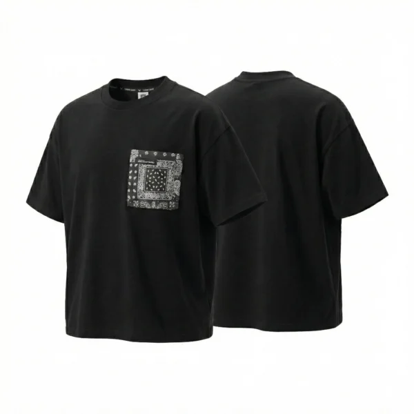 SundayKids casual black T-shirt with large pockets, cool and sweat-wicking color-blocked design, perfect for siblings to wear together.