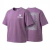 OKT005-Purple SundayKids casual solid color retro cashew print T-shirt, solid color cool-feel sweat-wicking loose top, suitable for siblings, parent-child outfits.