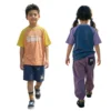 OKT008 SundayKids quick-drying and breathable outdoor T-shirt, color-blocked, cool-feeling, sweat-wicking, and stretchy top, suitable for siblings, parent-child outfits.