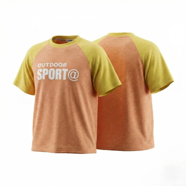 OKT008-Orange SundayKids quick-drying and breathable outdoor T-shirt, color-blocked, cool-feeling, sweat-wicking, and stretchy top, suitable for siblings, parent-child outfits.