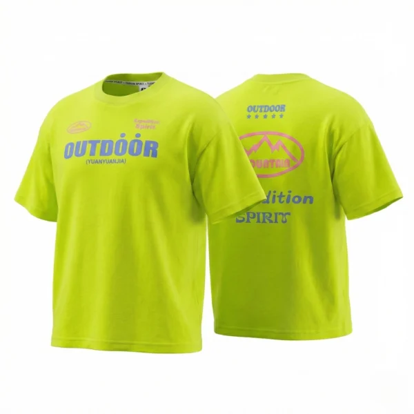 OKT009-Green SundayKids quick-drying and breathable outdoor T-shirt, color-blocked, cool-feeling, sweat-wicking, and stretchy top, suitable for siblings, parent-child outfits.