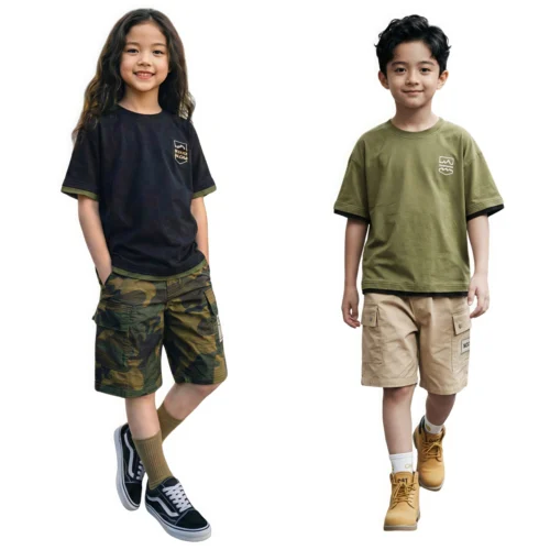 OKT010 SundayKids outdoor layered solid color printed T-shirt, color-blocked, sweat-wicking, stretchy top, suitable for siblings, parent-child outfits.