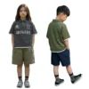 OKT011 SundayKids outdoor stand-up collar solid color printed T-shirt with contrasting color sweat-wicking mesh eye sleeves, suitable for siblings, parent-child outfits.