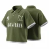 OKT012-Green SundayKids outdoor stand-up collar solid color printed T-shirt with contrasting color sweat-wicking mesh eye sleeves, suitable for siblings, parent-child outfits.
