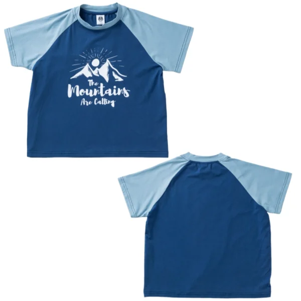 SundayKids outdoor crew neck T-shirt, color-blocked, sweat-wicking, quick-drying top, suitable for siblings, parent-child outfits.