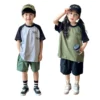 SundayKids outdoor mountain-themed printed loose-fitting T-shirt, solid color, sweat-wicking, quick-drying top, suitable for siblings, parent-child outfits.