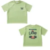OKT023-Green SundayKids outdoor mountain-themed printed loose-fitting T-shirt, solid color, sweat-wicking, quick-drying top, suitable for siblings, parent-child outfits.