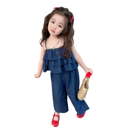 SundayKids Girls Ruffle Tiered Cami Top & Wide Leg Pants Two-Piece Set  Outfit