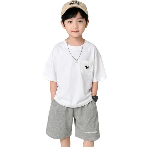 主图 Sundaykids Children's short-sleeved T-shirts, pure cotton, all-match tops for children