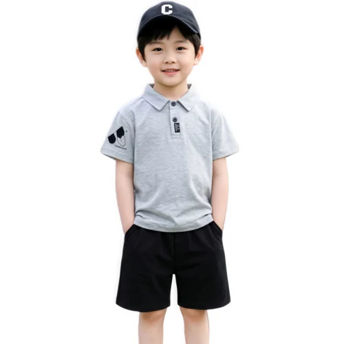 Sundaykids new 1-6 year old boys and girls lapel POLO shirt cuffs ears bear short sleeves