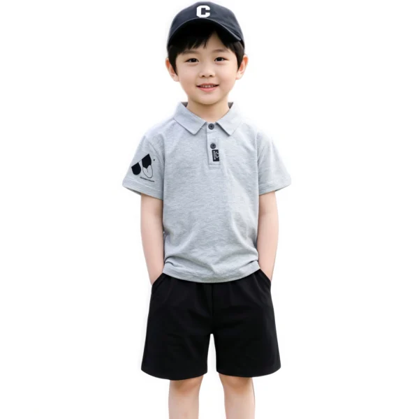 Sundaykids new 1-6 year old boys and girls lapel POLO shirt cuffs ears bear short sleeves