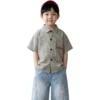 Sundaykids Toddler Boys' Classic Gingham Shirt - Short - Sleeve with Pocket Embroidery