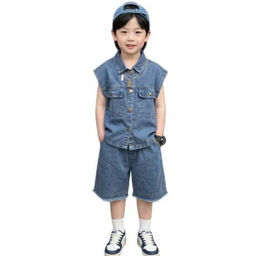 主图 (2) Sundaykids New Soft denim two-piece terno for boys - casual outfit for babies