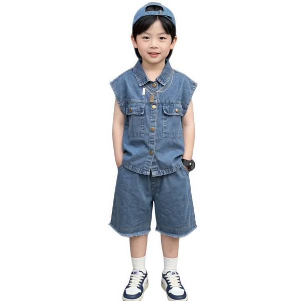 Sundaykids New Soft denim two-piece terno for boys - casual outfit for babies