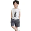 Sundaykids Toddler Boys' Fun Monster Graphic Vest & Cargo Shorts Set - Cool Style for 1 - 6 Years