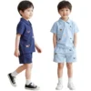 Sundaykids Boys' Summer Polo Set: T-shirt and Shorts, Cute Two-Piece Set