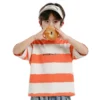 Sundaykids Boys Wide Stripe T-shirt Orange White Cotton Breathable Oversized Loose Fit Short Sleeve Top