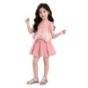 主图 SundayKids Girls' Pink Ombre Lace Trim Sleeveless Top & Pleated Skirt Two-Piece Set