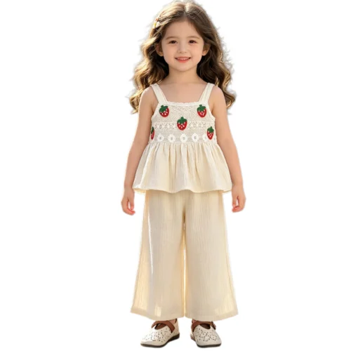 SundayKids Girls 2PCS  Sleeveless Top Wide Leg Pants Set