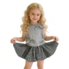 SundayKids Girls Outfits Grey Sleeveless Tank Top With Plaid Bubble Shorts